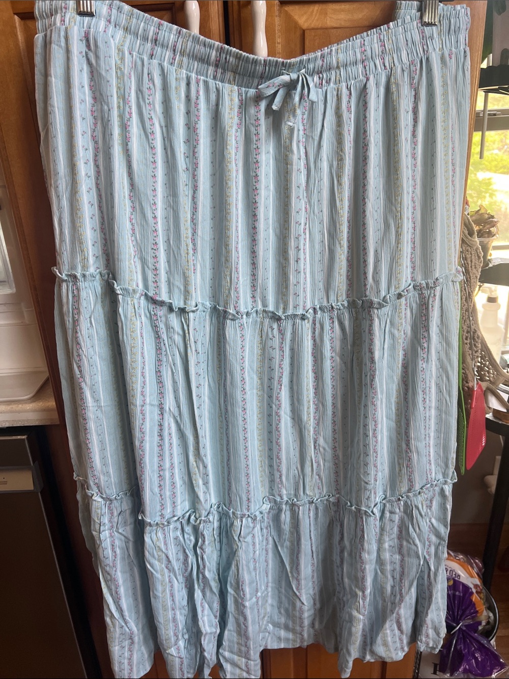 Celebrity pink Light Blue Tiered Maxi Skirt 4X